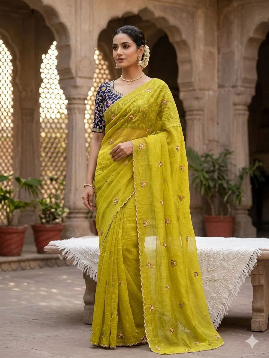 Khushi Saree Ah Fendy Chiffon Embroidered Saree Collection