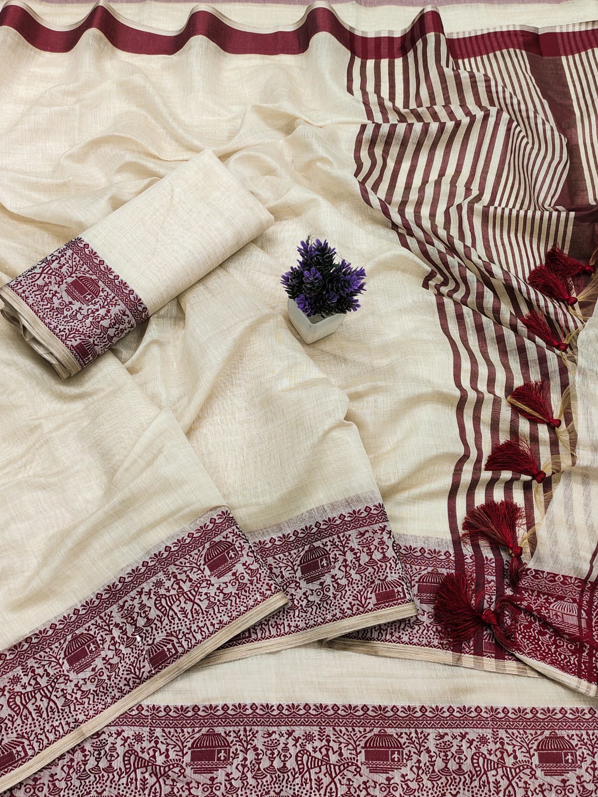 Scwt Warli Cotton Silk Jacquard Weaving Saree Collection
