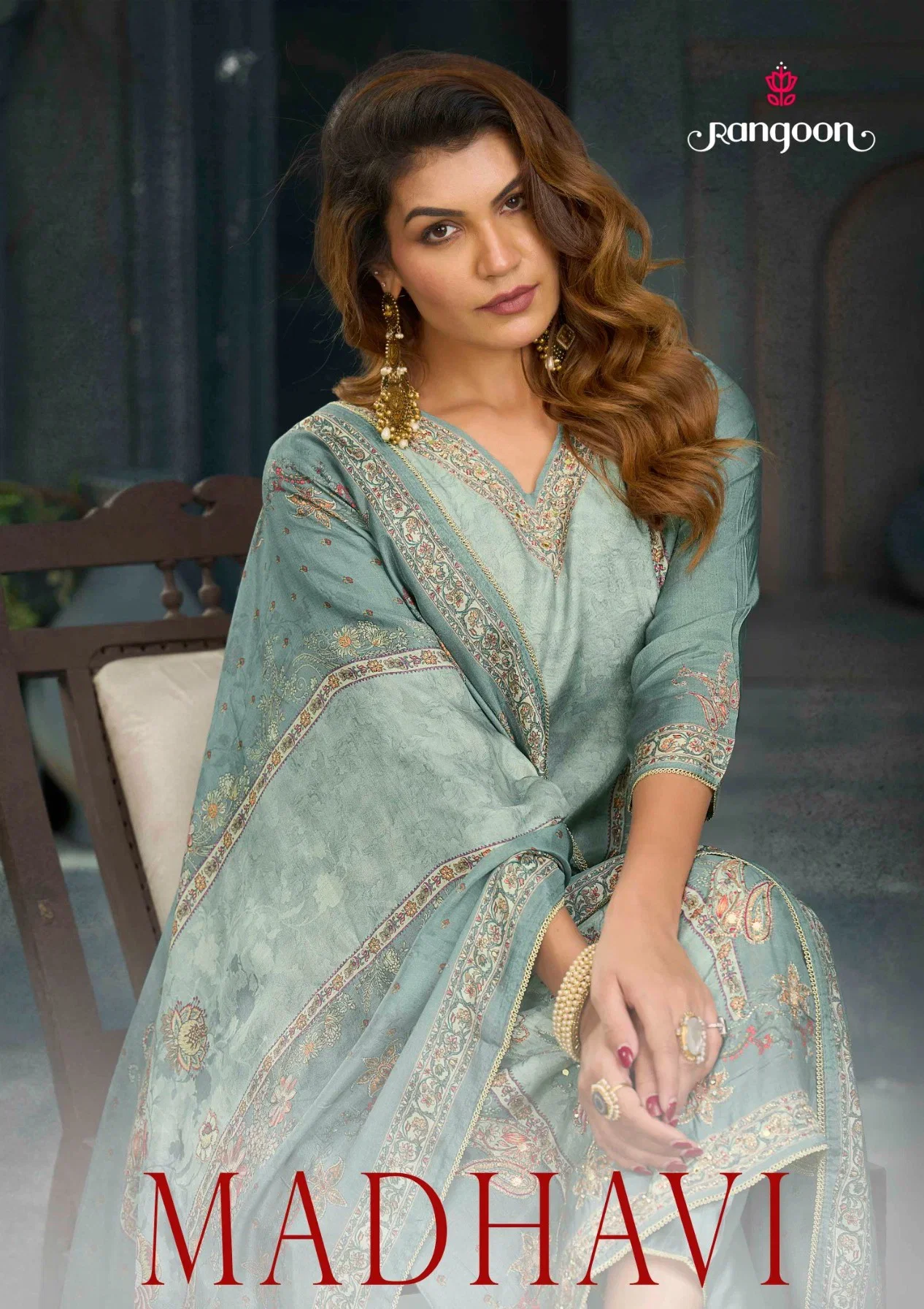 Rangoon Madhavi Muslin Digital Printed Kurti With Bottom Dupatta