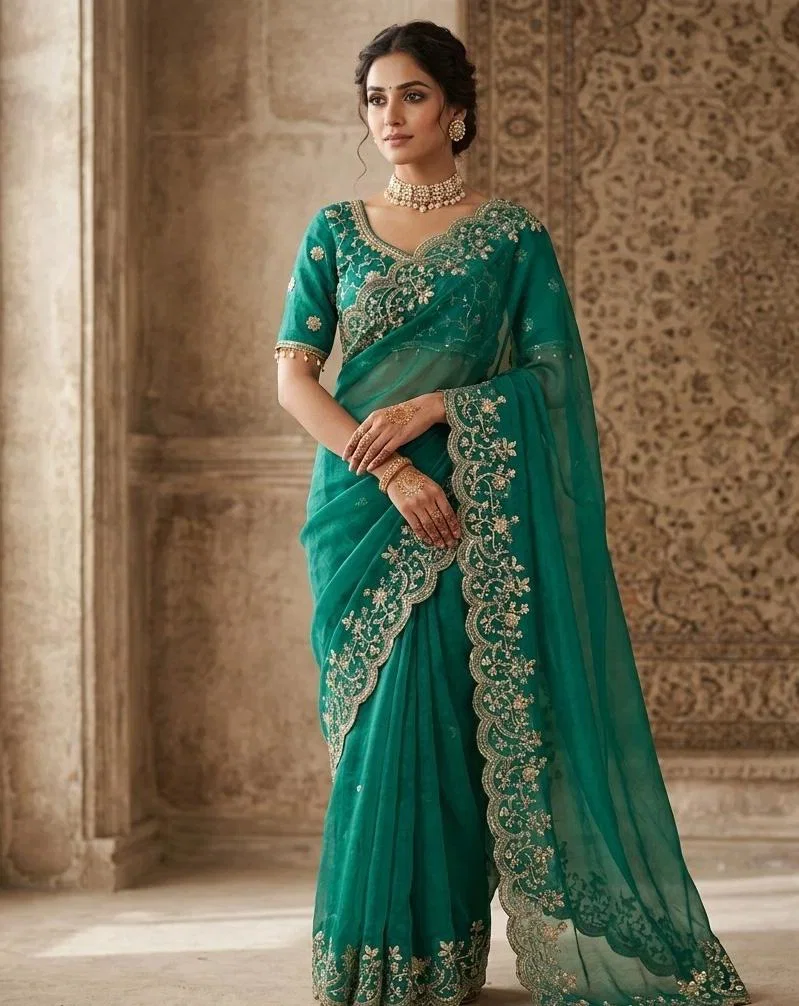 Vt 855 T Fandy Sattin Silk Embroidered Saree Collection