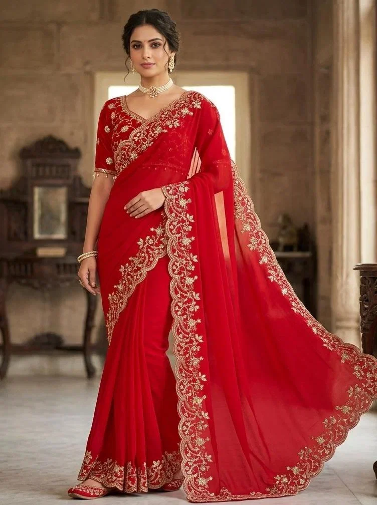 Vt 855 T Fandy Sattin Silk Embroidered Saree Collection