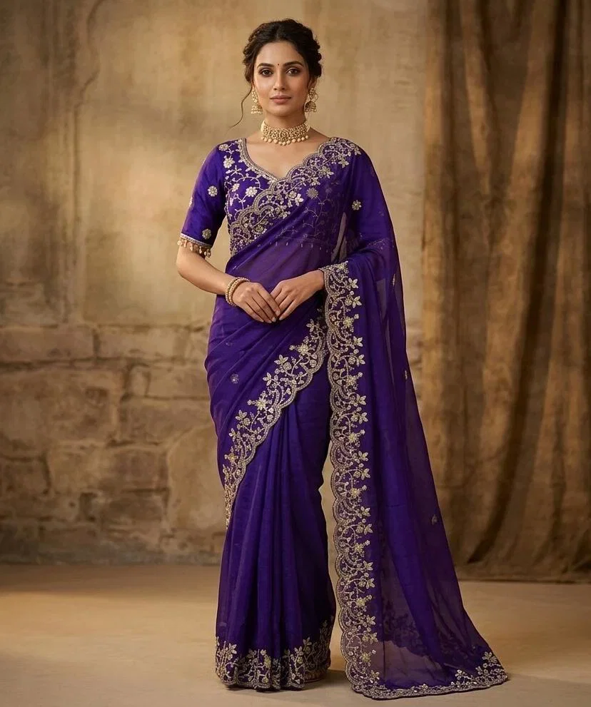 Vt 855 T Fandy Sattin Silk Embroidered Saree Collection