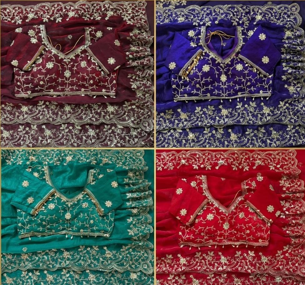 Vt 855 T Fandy Sattin Silk Embroidered Saree Collection