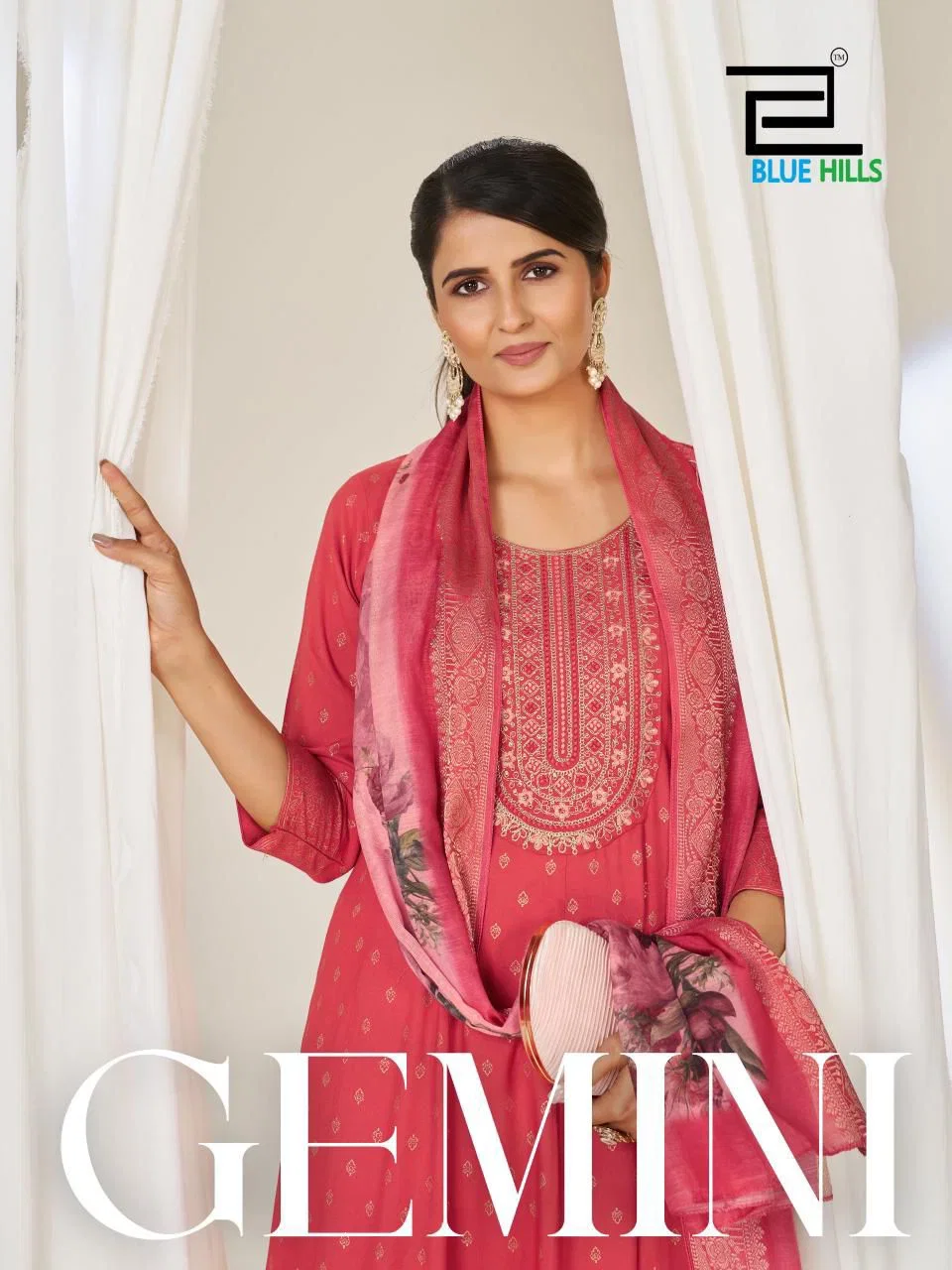Blue Hills Gemini Plus Size Rayon Foil Printed Kurti With Bottom Dupatta