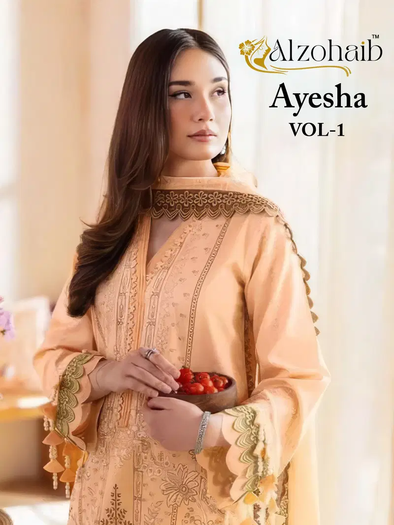 Alzohaib Ayesha Vol 1 Cotton Dupatta Cotton Patch Worked Salwar Kameez