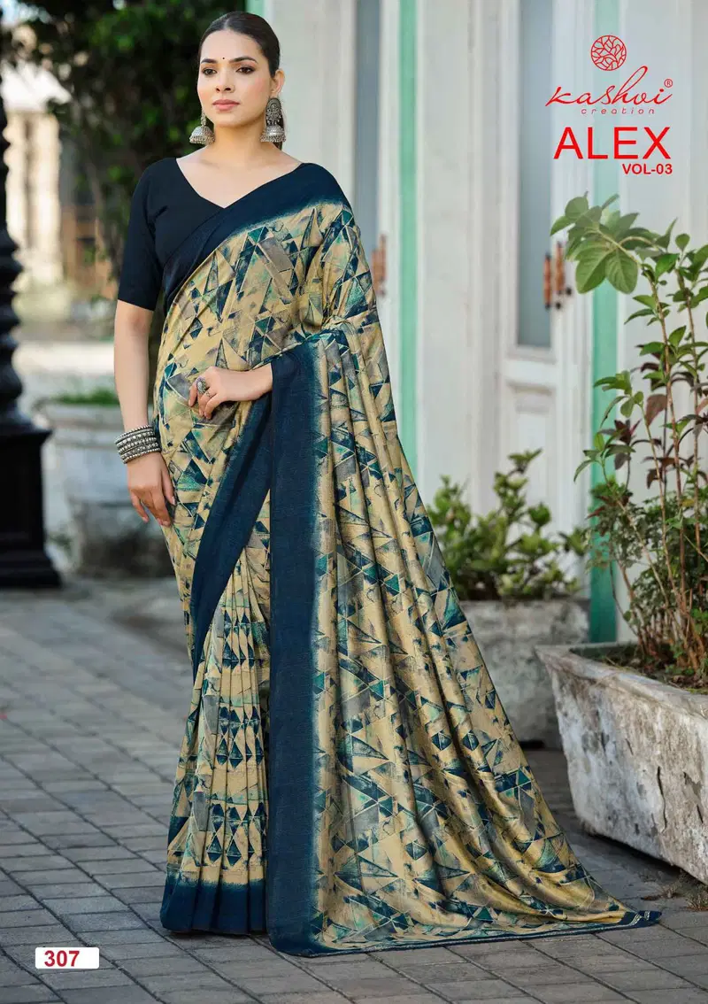Kashvi Alex Vol 3 Black Vichitra Printed Saree Collection