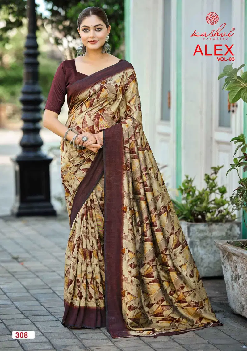 Kashvi Alex Vol 3 Black Vichitra Printed Saree Collection