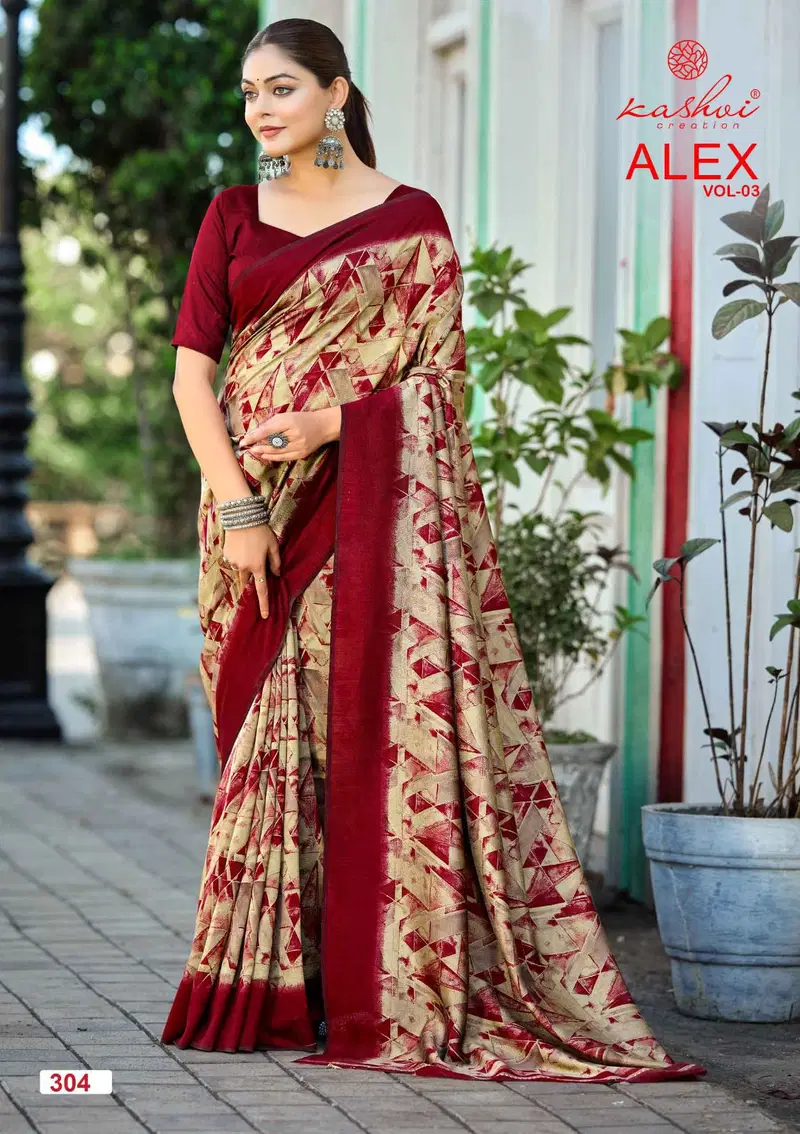 Kashvi Alex Vol 3 Black Vichitra Printed Saree Collection