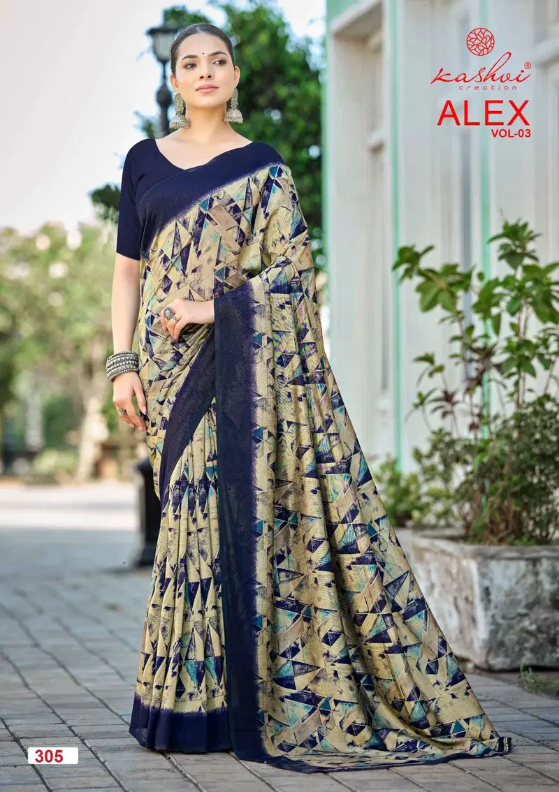 Kashvi Alex Vol 3 Black Vichitra Printed Saree Collection