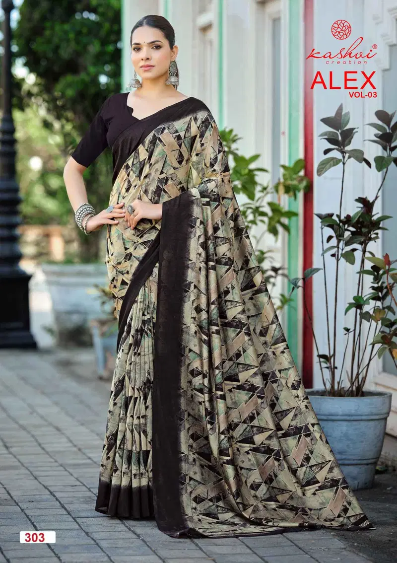 Kashvi Alex Vol 3 Black Vichitra Printed Saree Collection