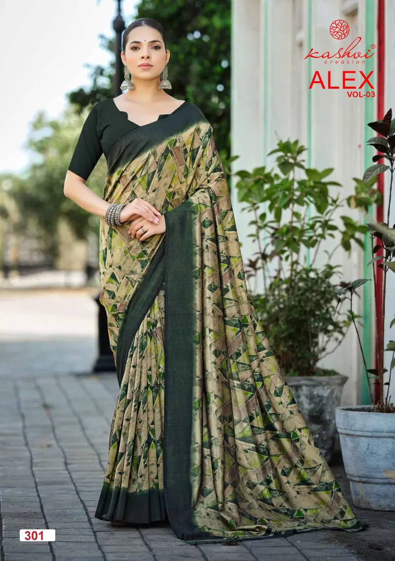 Kashvi Alex Vol 3 Black Vichitra Printed Saree Collection