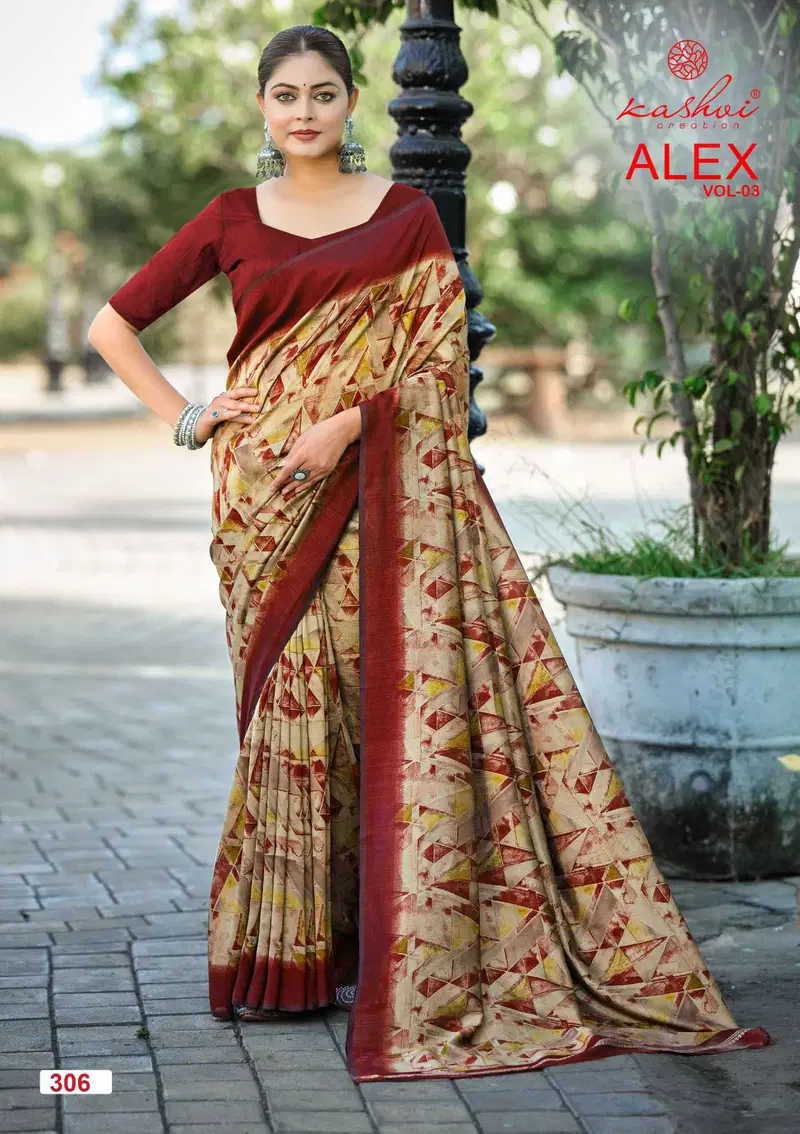 Kashvi Alex Vol 3 Black Vichitra Printed Saree Collection