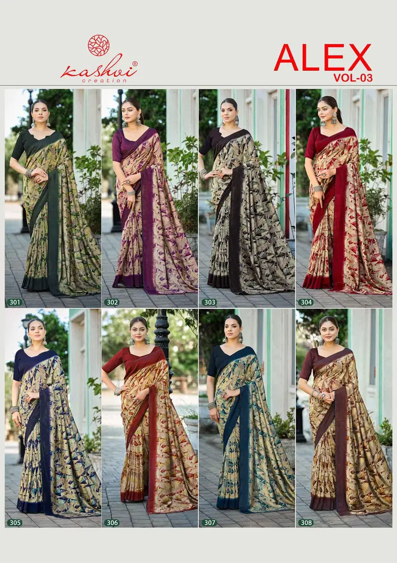 Kashvi Alex Vol 3 Black Vichitra Printed Saree Collection