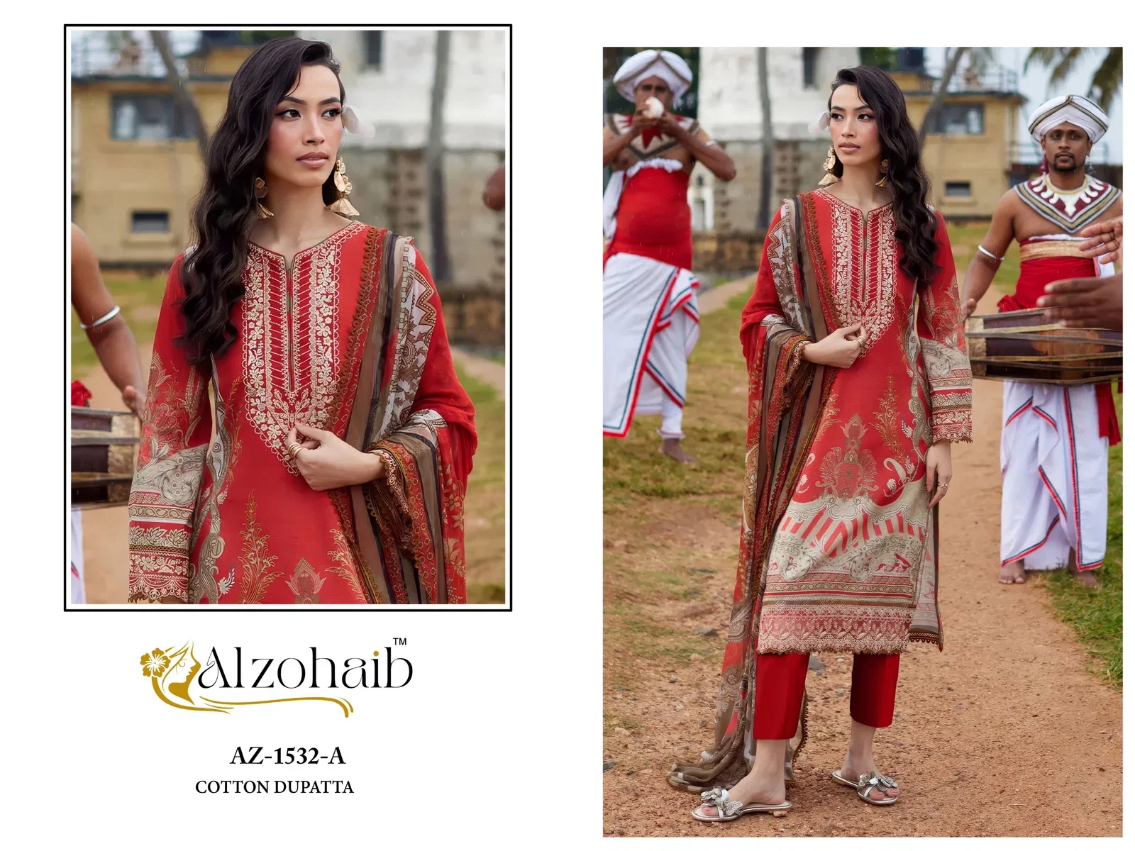 Alzohaib Ayesha Vol 1 Chiffon Dupatta Cotton Patch Worked Salwar Kameez