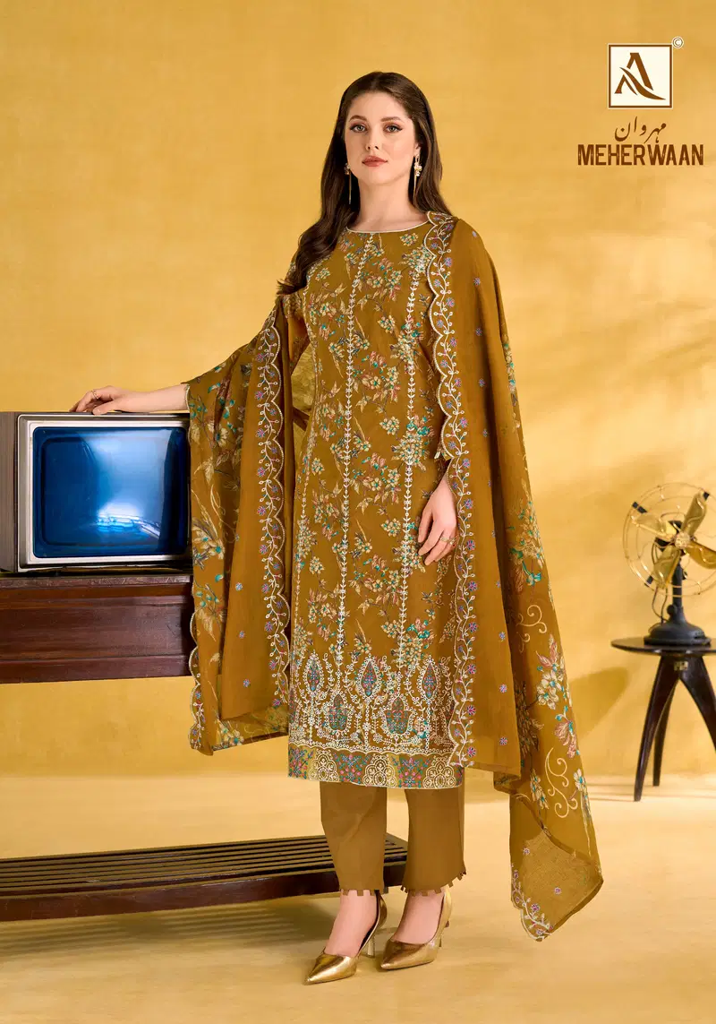 Alok Meherwaan Cambric Cotton Foil Printed Dress Material