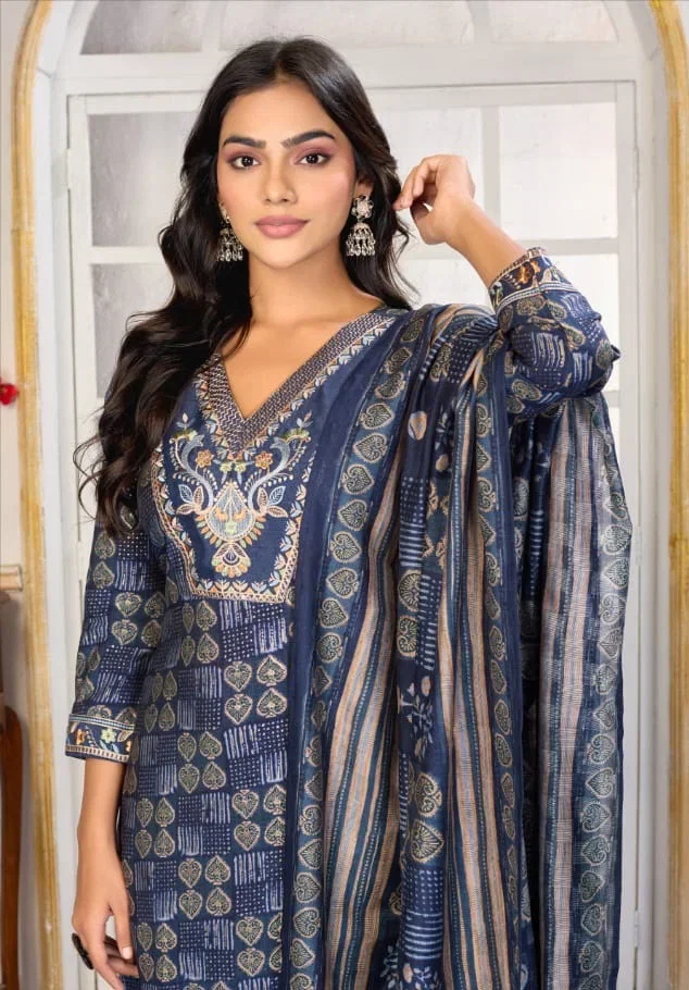 Moksh Gori D No 1435 Chanderi Embroidered Kurti Set Collection