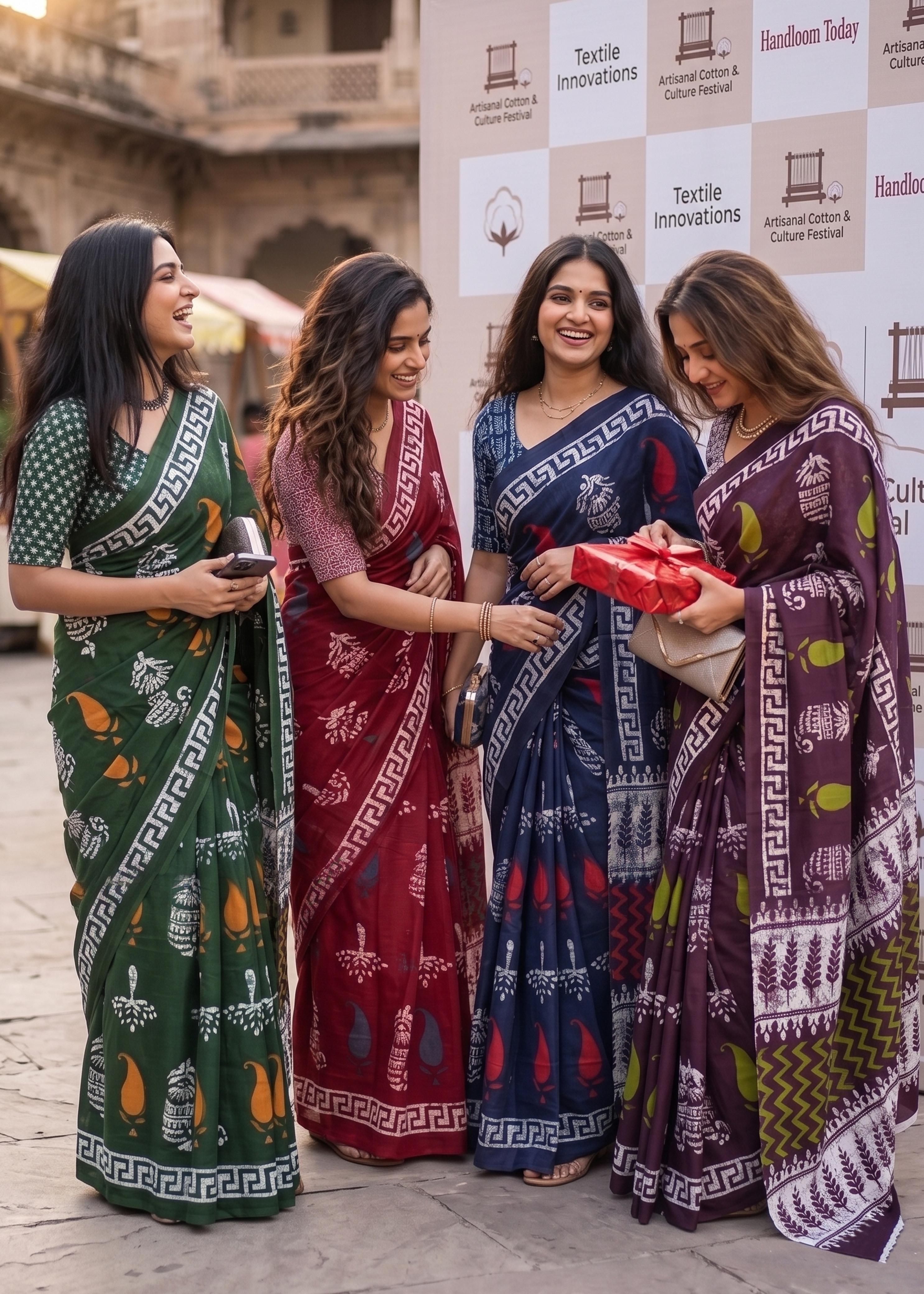 Sm Yami 105 Mal Cotton Hand Block Print Saree