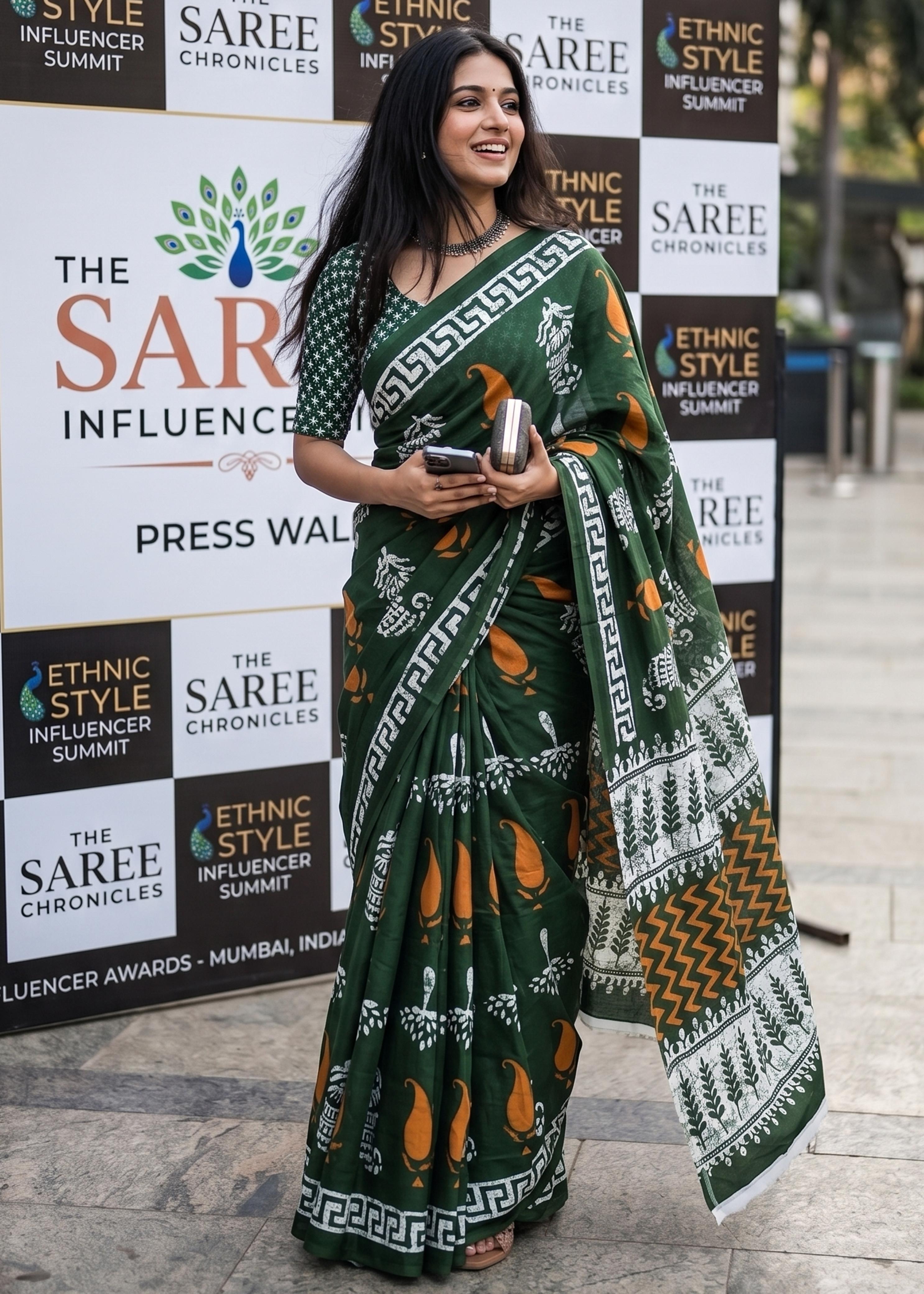 Sm Yami 105 Mal Cotton Hand Block Print Saree