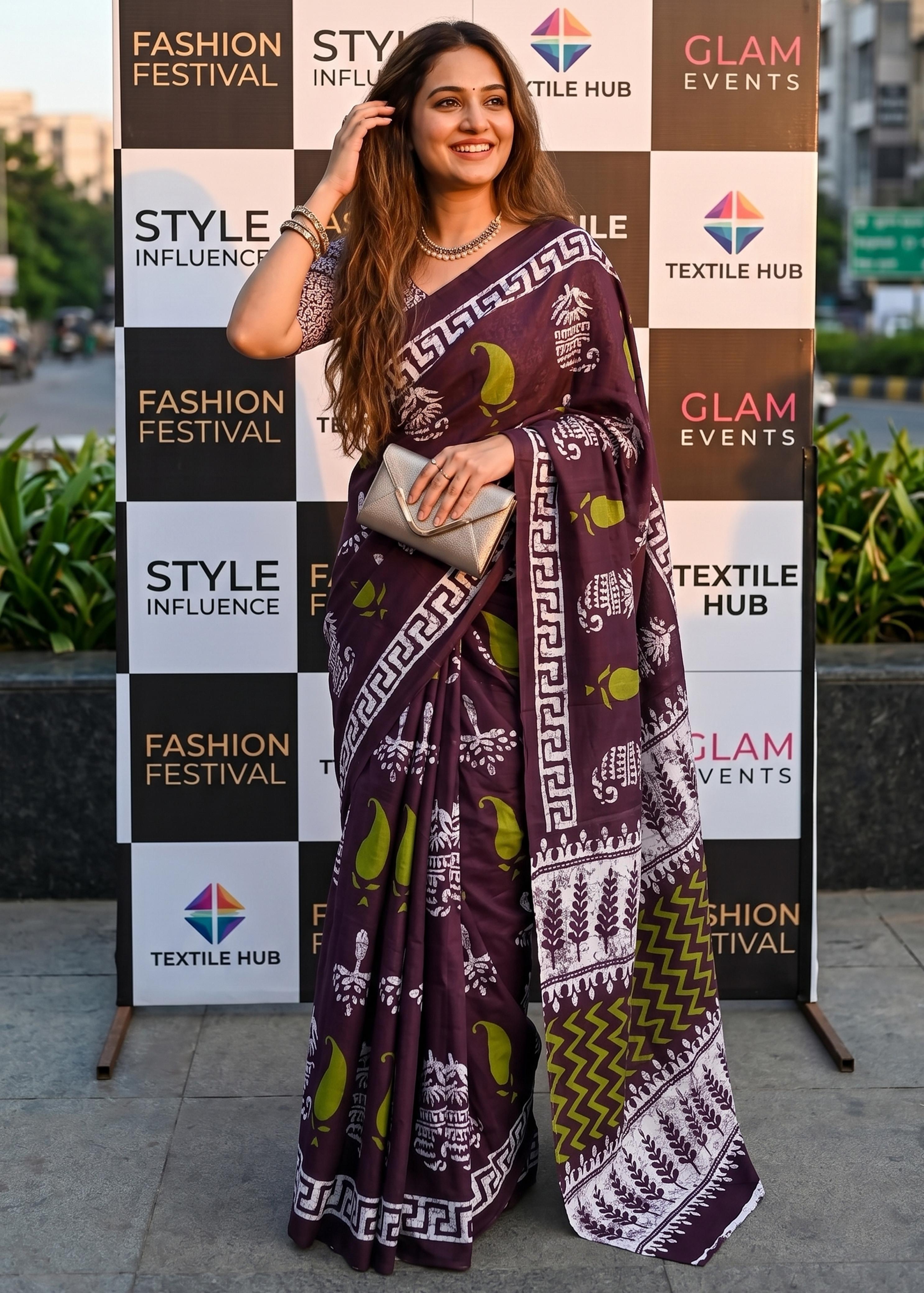 Sm Yami 105 Mal Cotton Hand Block Print Saree