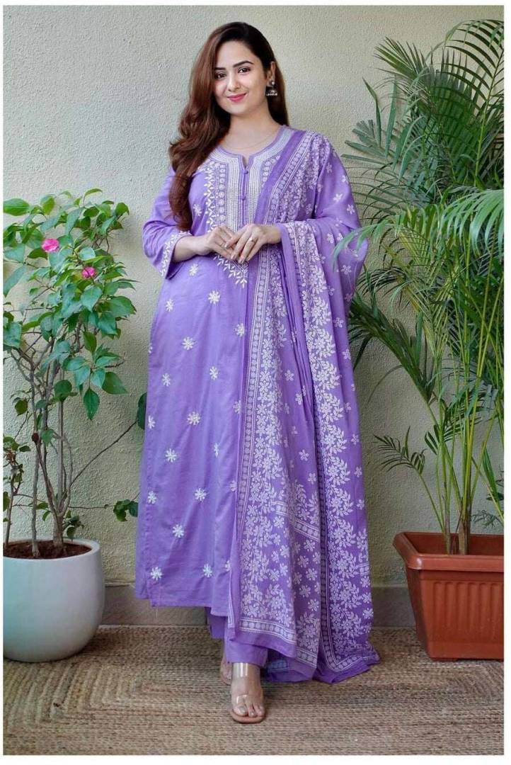 Dhruvi 442 Viscose Embroidery Kurti With Pant Dupatta Collection