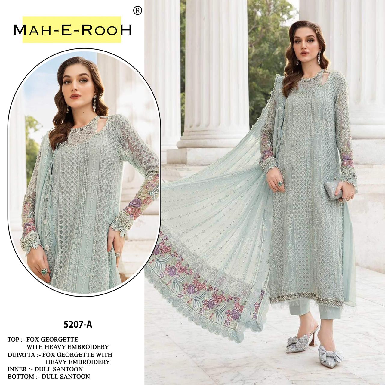 Mah E Rooh 5207 A To D Faux Georgette Embroidered Salwar Kameez