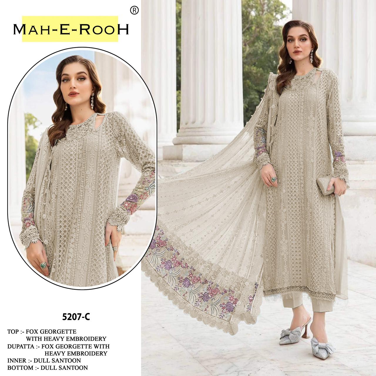 Mah E Rooh 5207 A To D Faux Georgette Embroidered Salwar Kameez