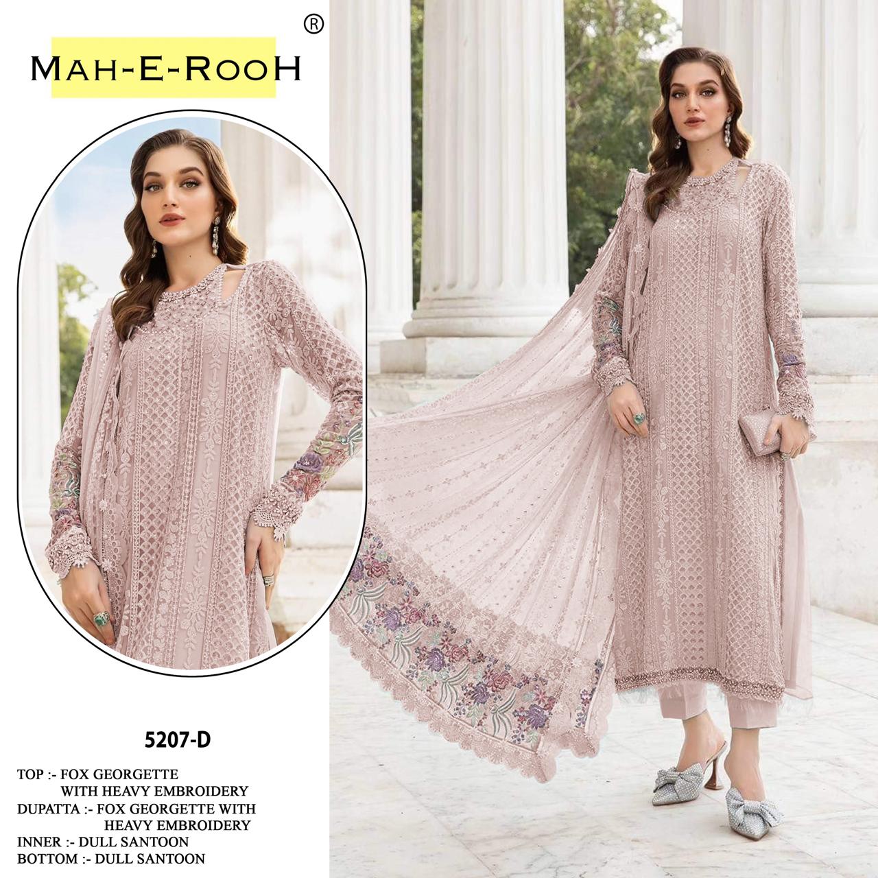 Mah E Rooh 5207 A To D Faux Georgette Embroidered Salwar Kameez