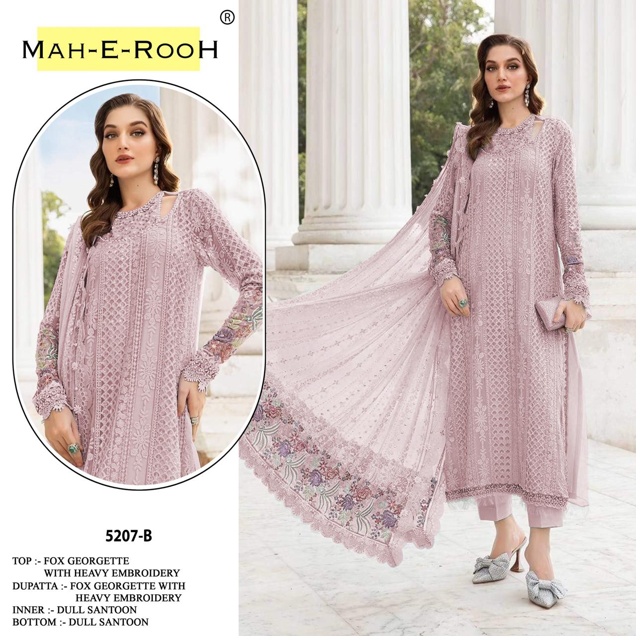Mah E Rooh 5207 A To D Faux Georgette Embroidered Salwar Kameez