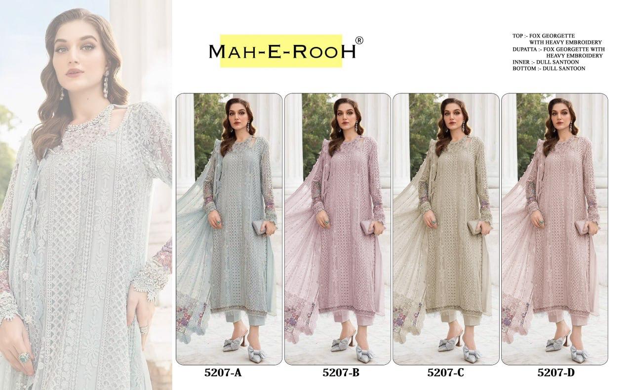 Mah E Rooh 5207 A To D Faux Georgette Embroidered Salwar Kameez