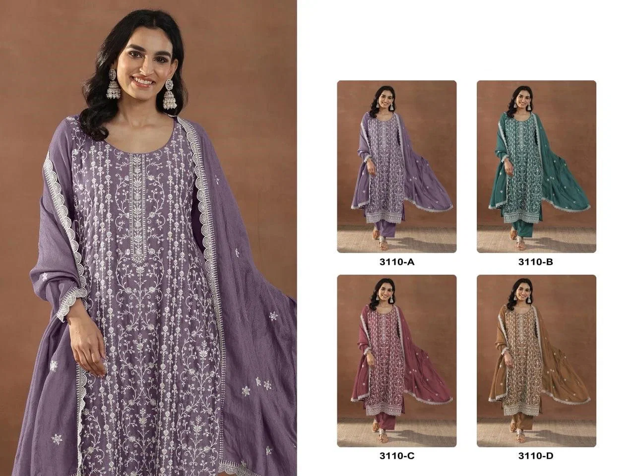 3110 Master Colors A To D Rangoli Cursh Embroidered Salwar Kameez