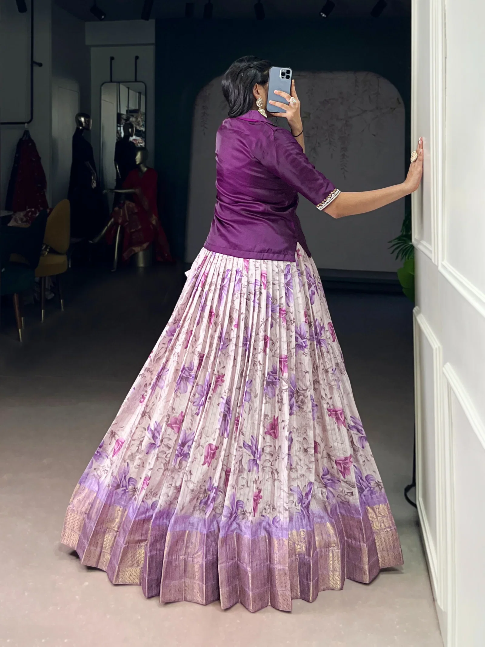 Taraa L 1140 Dola Chex Floral Printed Co Ord Set Lehenga Collection