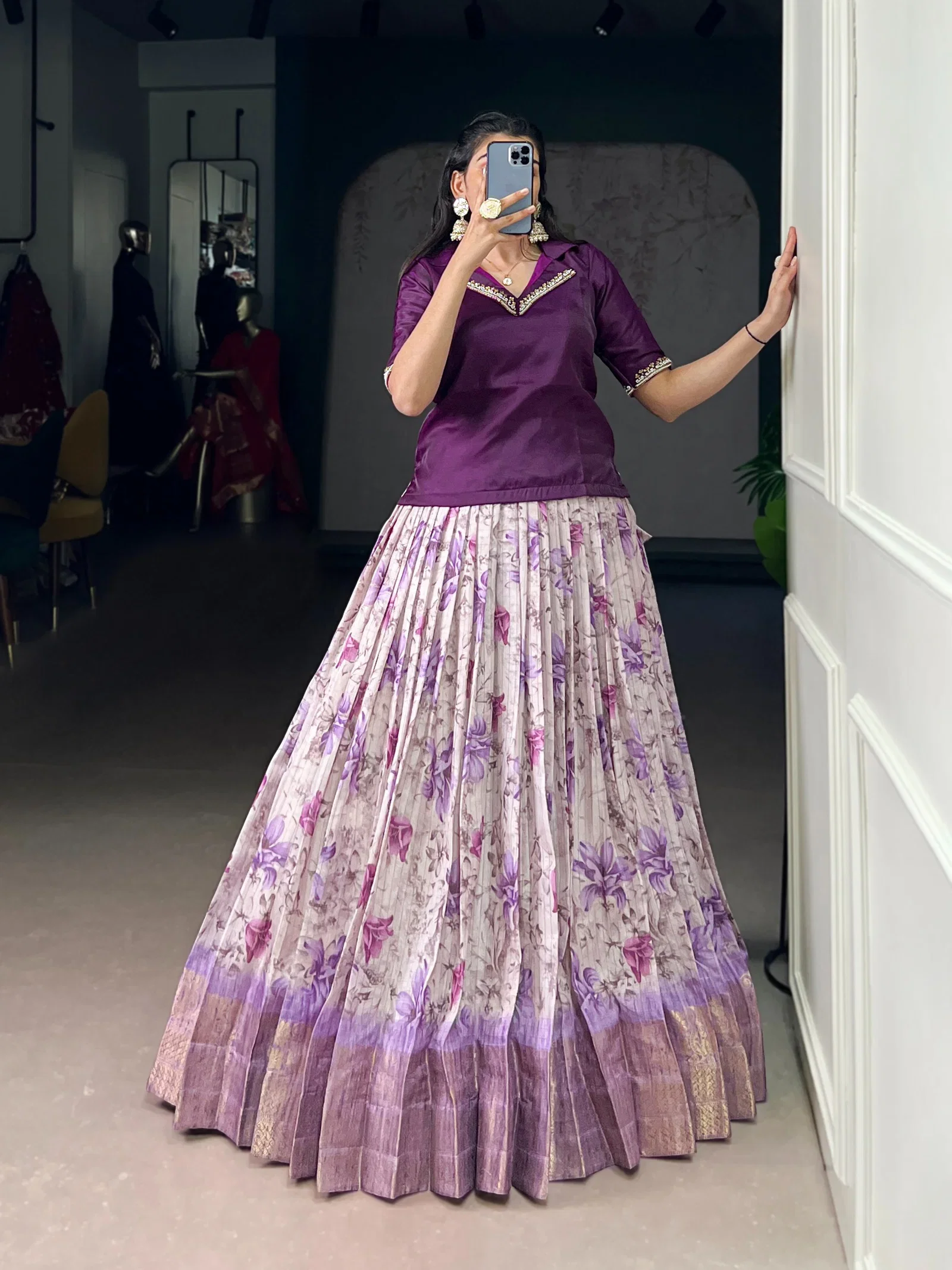 Taraa L 1140 Dola Chex Floral Printed Co Ord Set Lehenga Collection