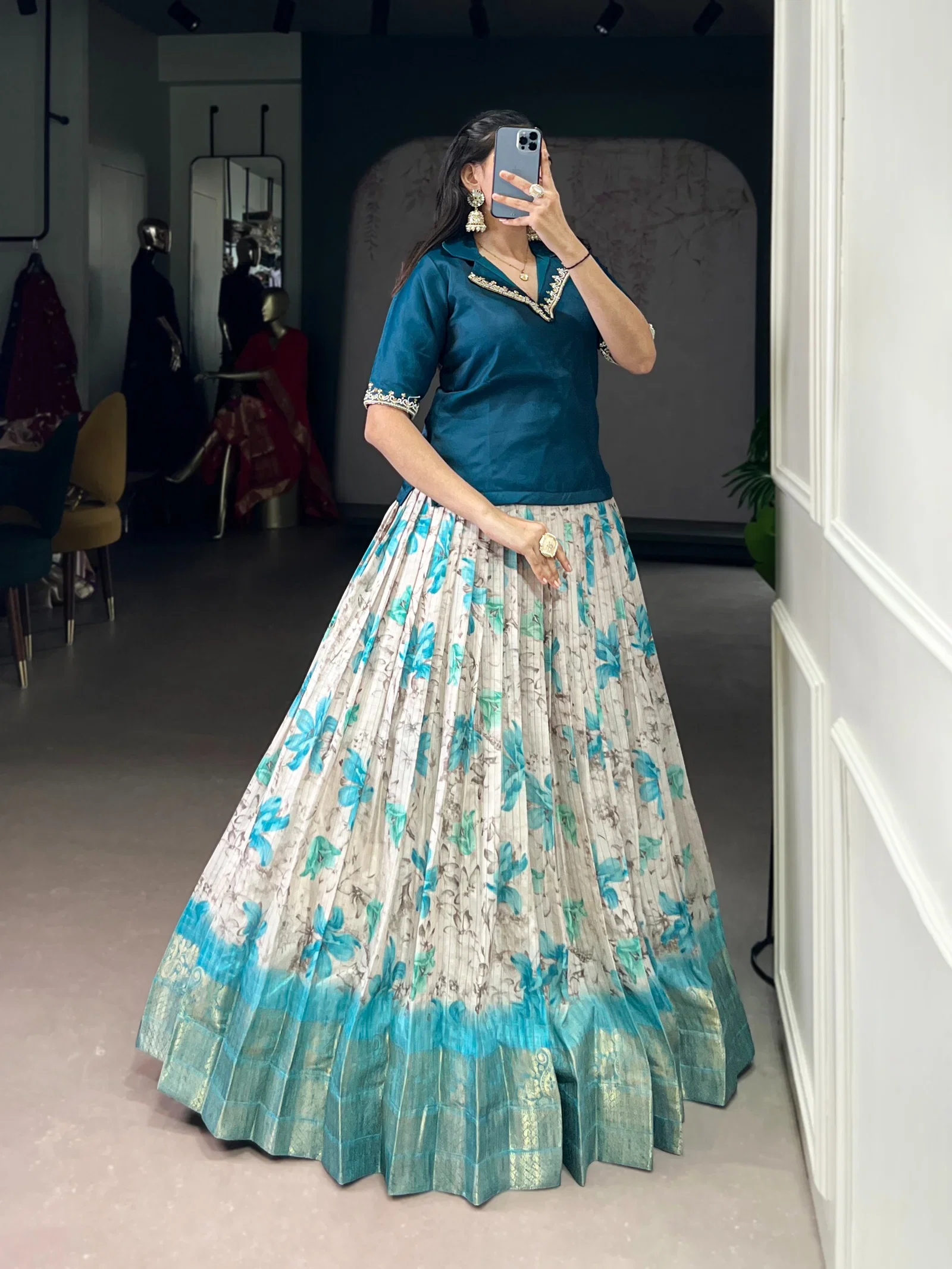Taraa L 1140 Dola Chex Floral Printed Co Ord Set Lehenga Collection