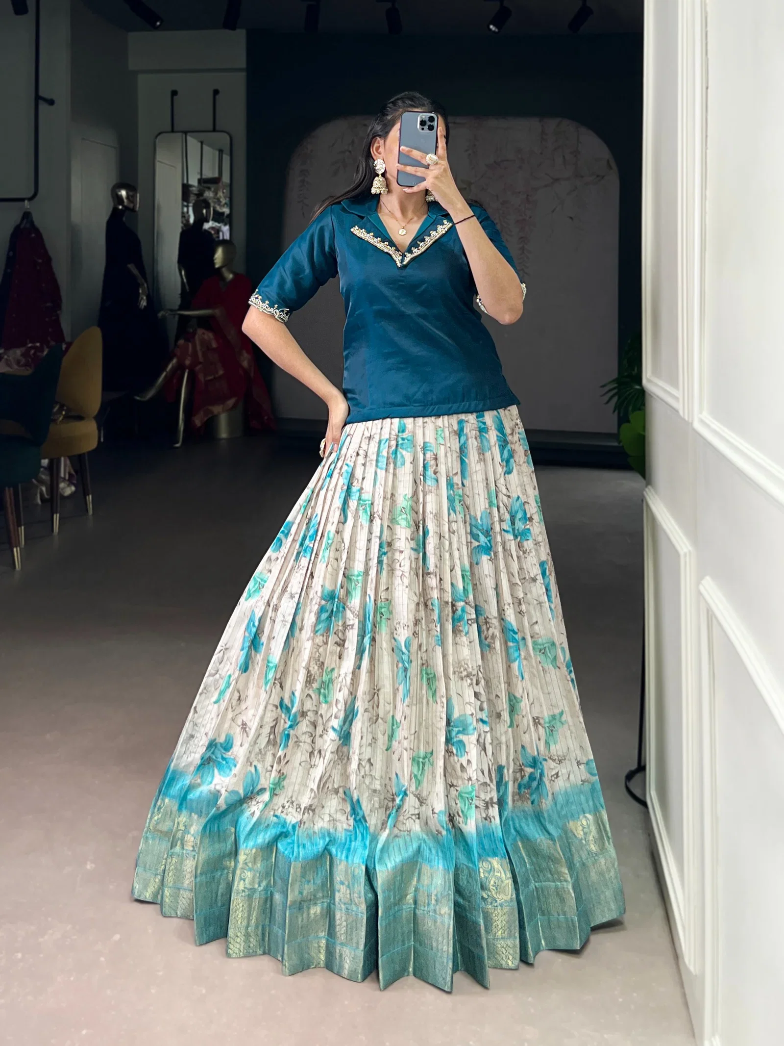 Taraa L 1140 Dola Chex Floral Printed Co Ord Set Lehenga Collection