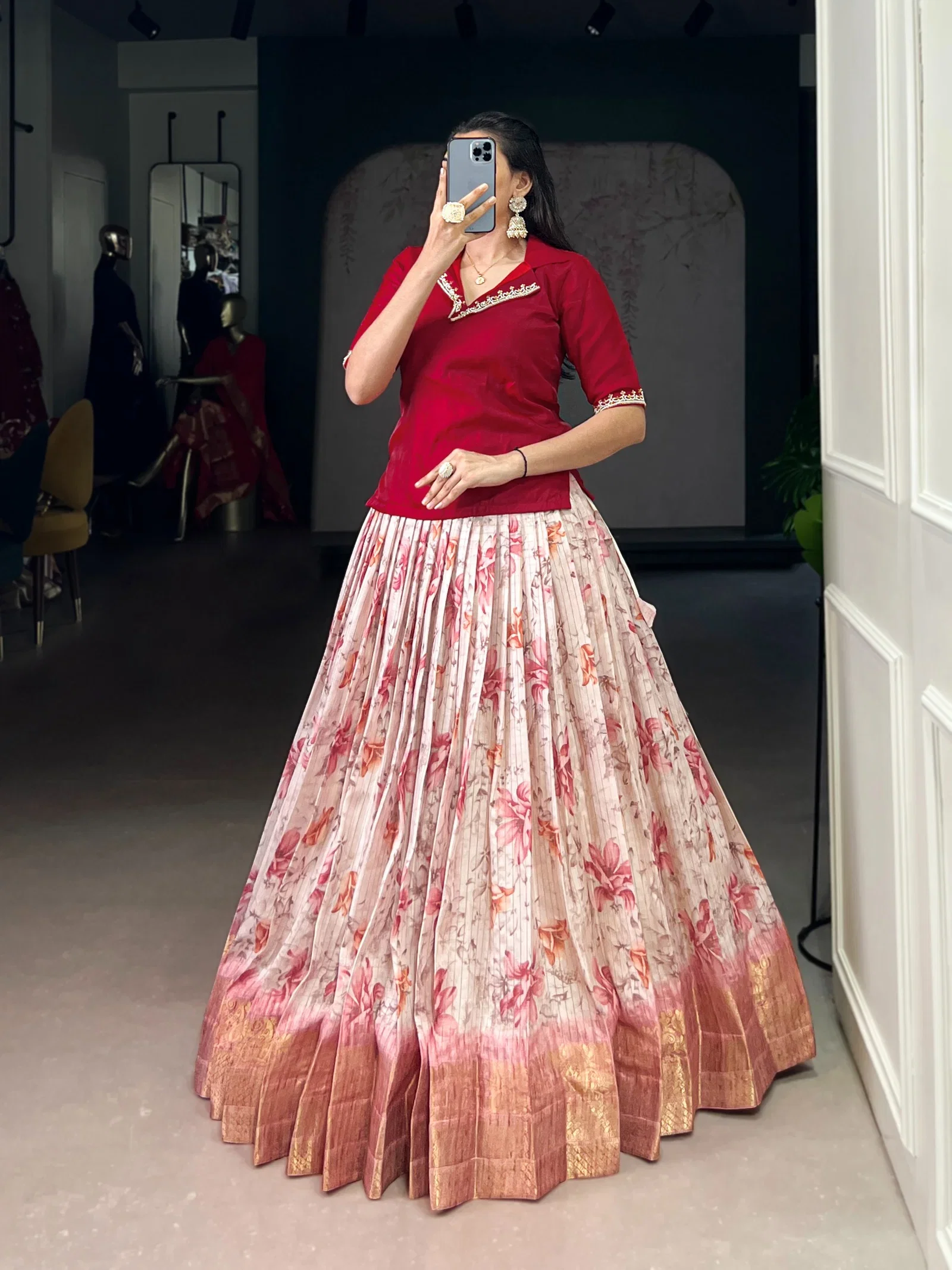 Taraa L 1140 Dola Chex Floral Printed Co Ord Set Lehenga Collection