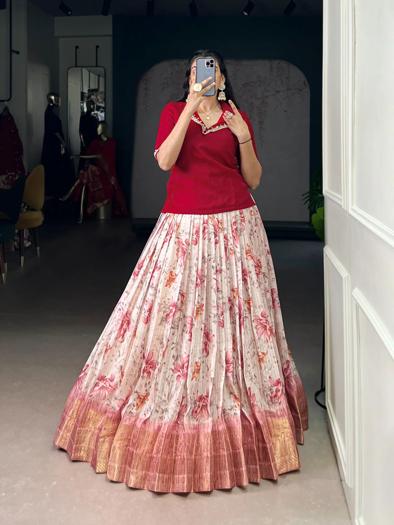 Taraa L 1140 Dola Chex Floral Printed Co Ord Set Lehenga Collection