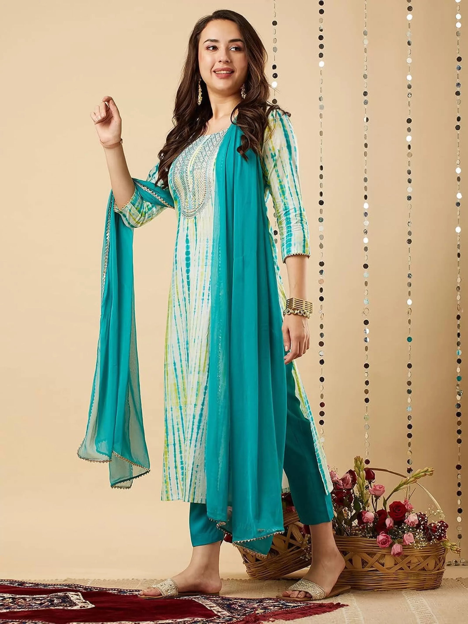 Dhruvi 446 Viscose Printed Kurti With Pant Dupatta Collection
