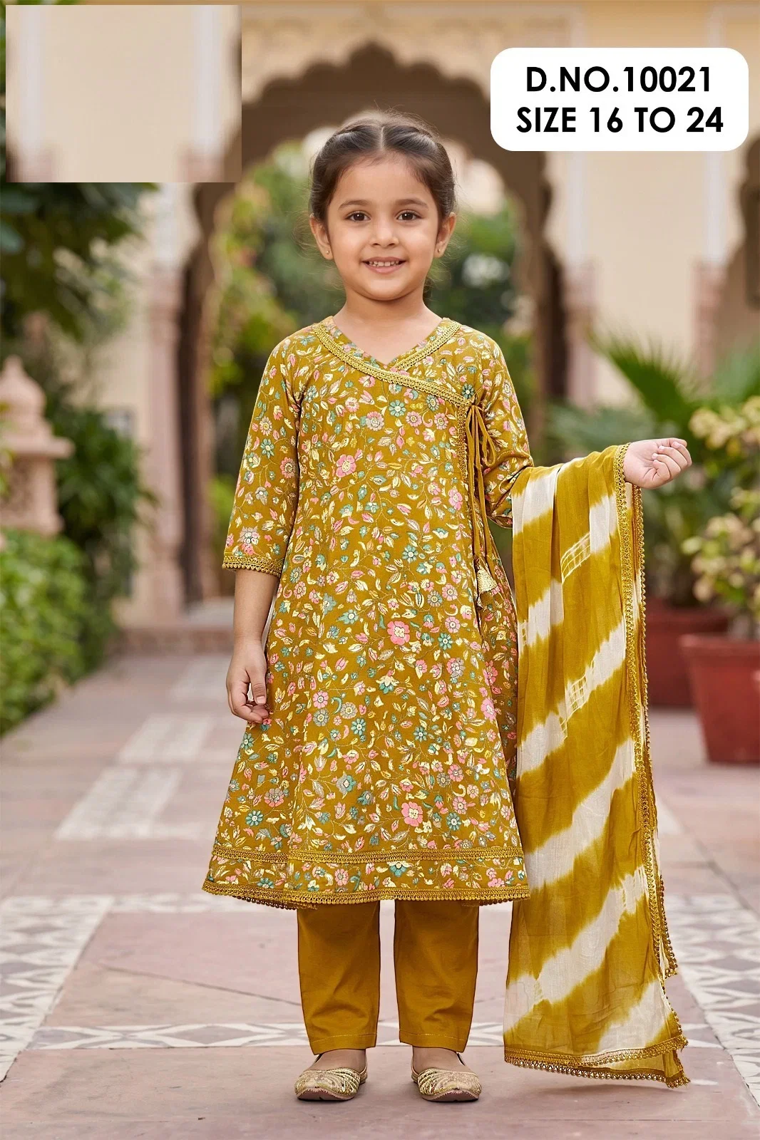 Charvi 10021 Rayon Printed Kids Wear Kurti Pant And Dupatta