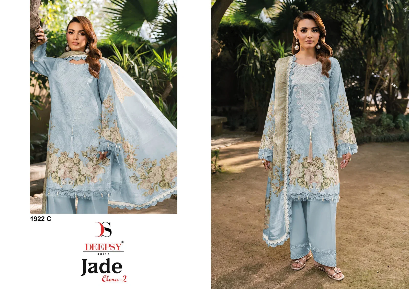 Deepsy Jade 1922 A To D Chiffon Dupatta Cotton Patch Embroidered Salwar Kameez