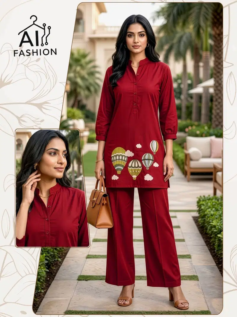 Hot Air Balloon Dhabu Cotton Embroidered Co Ord Set Collection
