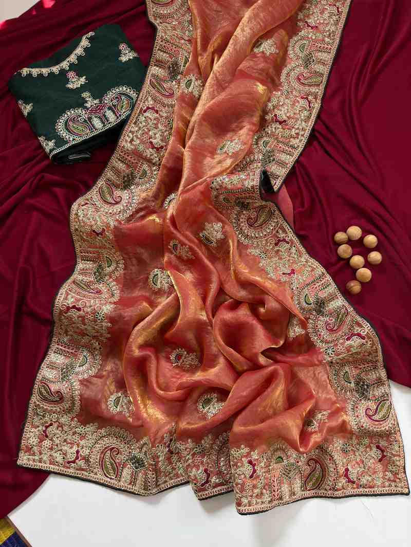 Kc 407 Sattin Silk Embroidered Designer Saree Collection