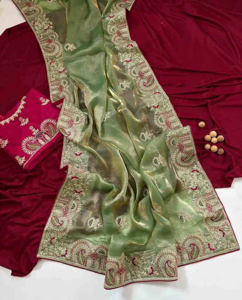 Kc 407 Sattin Silk Embroidered Designer Saree Collection