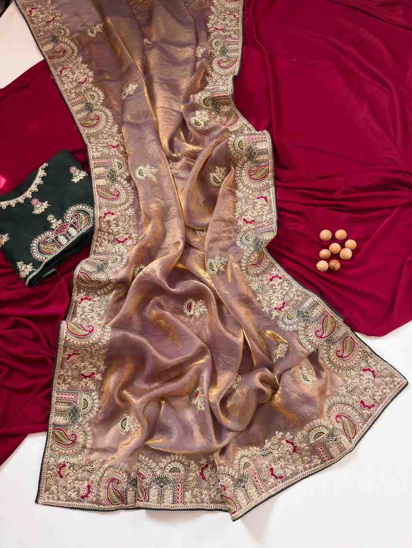 Kc 407 Sattin Silk Embroidered Designer Saree Collection