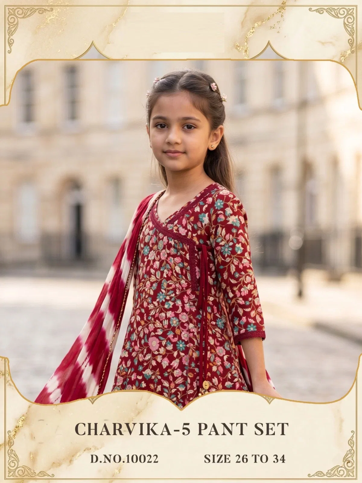 Charvika 10022 Rayon Printed Kids Wear Kurti Pant And Dupatta