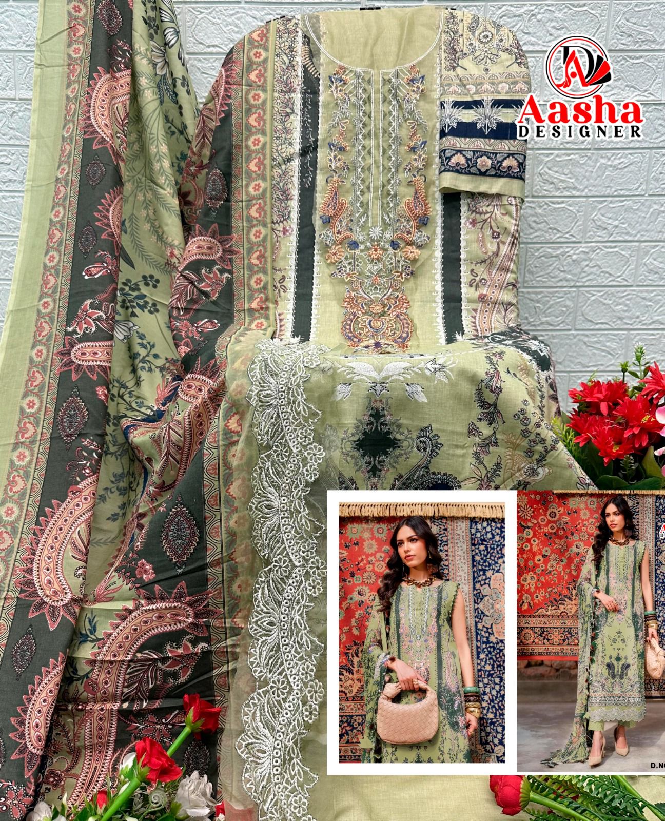 Aasha 1219 A And B Cotton Dupatta Cotton Embroidered Salwar Kameez