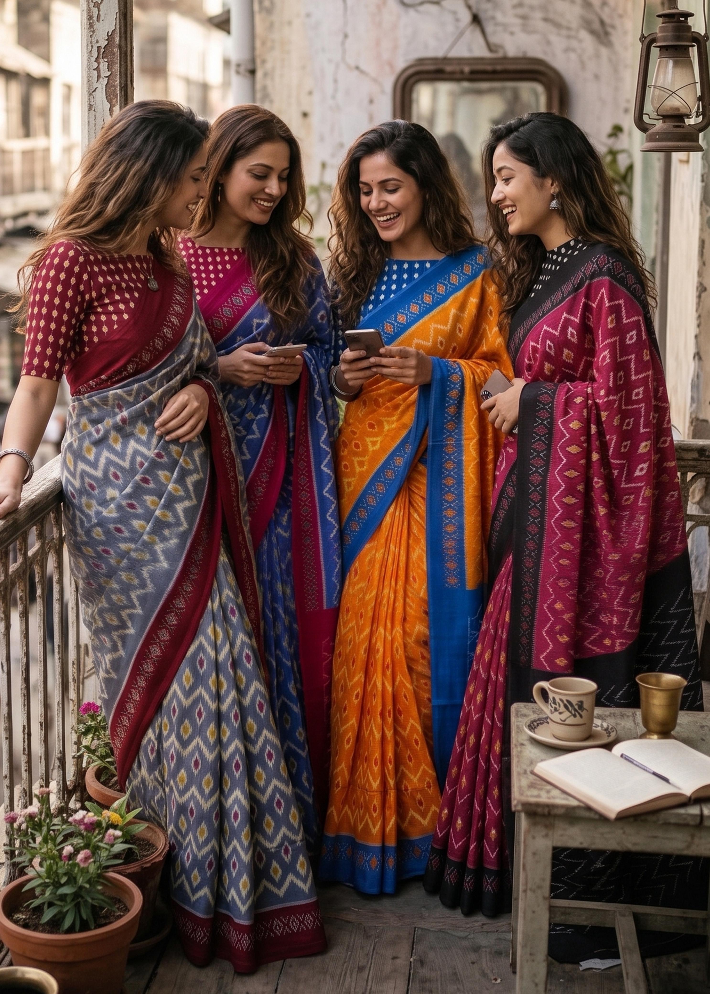 Sm Yami 109 Mal Cotton Hand Block Ikkat Print Saree