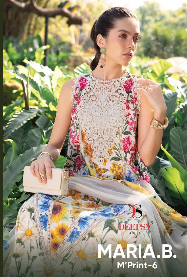 Deepsy Maria B M Print Vol 6 Cotton Dupatta Cotton Embroidery Salwar Kameez