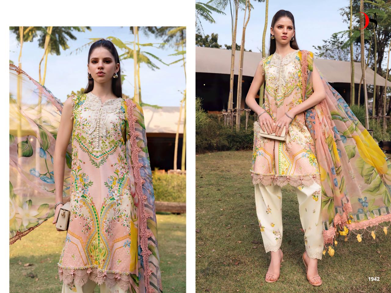 Deepsy Maria B M Print Vol 6 Cotton Dupatta Cotton Embroidery Salwar Kameez