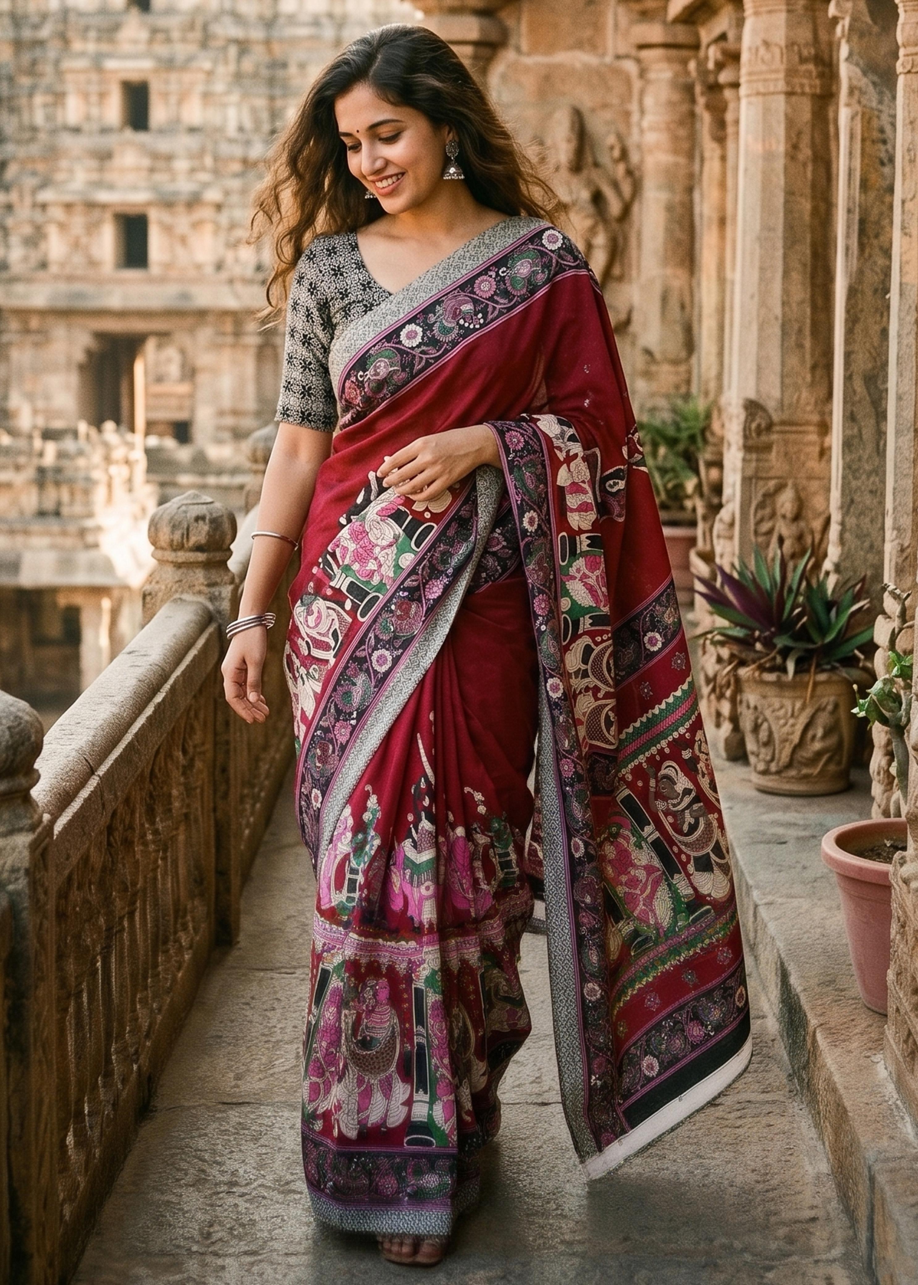 Sm Yami 111 Mal Cotton Printed Saree