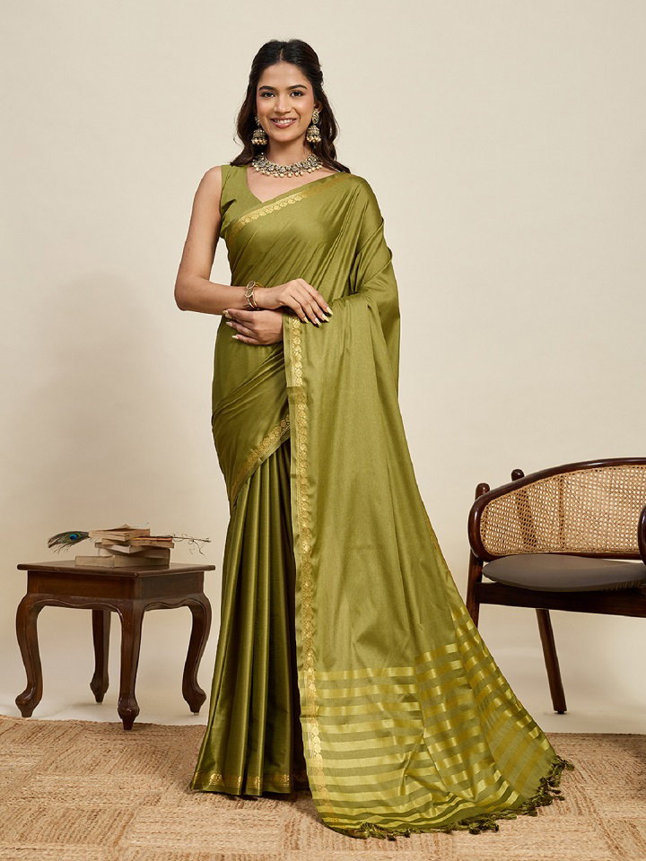 Maahi 222 Casual Wear Zari Weaving Worked Banarasi Silk Saree with Un Stitched blouse